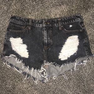 Black jean shorts